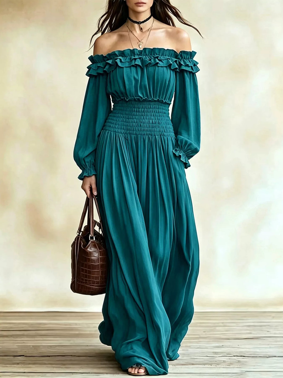 Azure Soleil - Beige, Black, Air Force Blue, Light Blue, Mustard - Vacation - Code Elegance