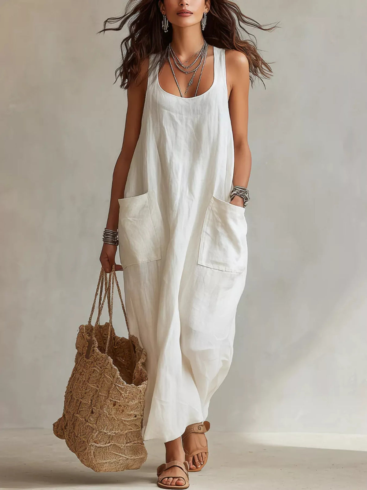 Santorini Soleil - White, Light Blue, Black, Brown, Light Green, Pink - Vacation - Code Elegance